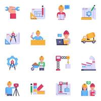 Set of Engineering and Construction Flat Icons vector