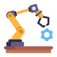 Robot technology, flat icon of industrial arm vector