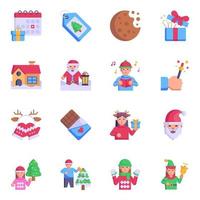 paquete de iconos planos de navidad vector