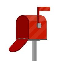 Open Red mailbox. Mail and message. Cartoon flat illustration. vector