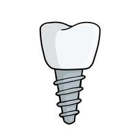 Tooth pin. White Dentist element. Dental care and implant. vector