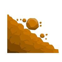 Rock rolls off a cliff. Falling boulders. Rockfall and landslide vector