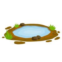 Pond and swamp, lake. Landscape with grass vector