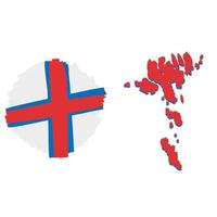 Map of Faroe Islands. Scandinavian flag with cross. vector