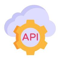 A well-designed flat icon of cloud API vector