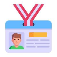 identificación personal, un icono plano editable de la tarjeta de identificación vector