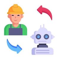 un icono plano bien diseñado de robot vector