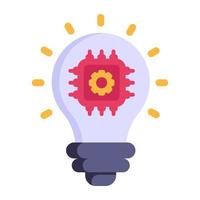 Microprocessor inside light bulb, concept of ai idea flat icon vector