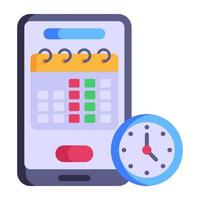 Calendar with time, flat icon of automated schedule vector