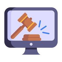 Hammer inside system, flat icon of computer law vector