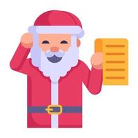 Santa wishlist character flat icon vector