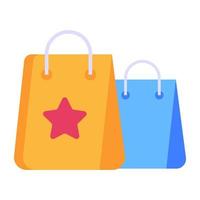 Shopping bags for christmas, flat icon vector