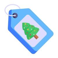 Icon of christmas tag in modern flat design vector