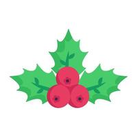 Holyberries, flat icon of mistletoe vector