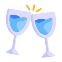 verter vino en un vaso, icono plano vector