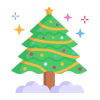 An xmas tree with a boy, flat icon vector