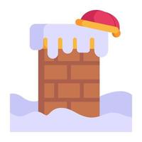 Flat icon of christmas chimney, santa chimney vector