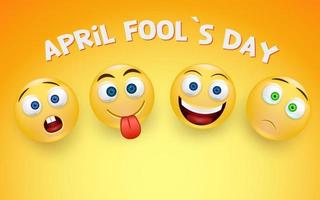 April fool s day card - crazy facial expression on light coloured background - April fool s design template.Vector. vector