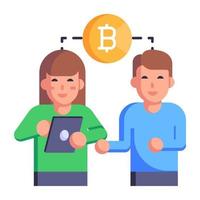 Bitcoin dealer in flat editable icon vector