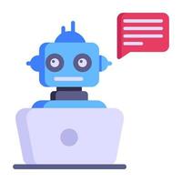 Trendy flat style icon of robotic conversation vector