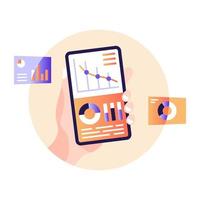 Flat illustration of mobile analytics with high quality graphics vector