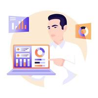 Flat illustration of online analysis is up for premium use vector