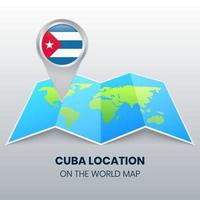 icono de ubicación de cuba en el mapa mundial, icono de pin redondo de cuba