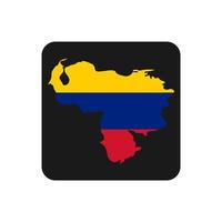Venezuela mapa silueta con bandera sobre fondo negro vector