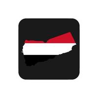 Yemen mapa silueta con bandera sobre fondo negro vector