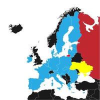 mapa de rusia y ucrania en el mapa mundial vector