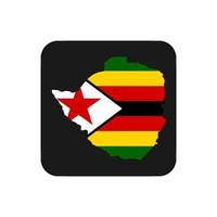 Silueta de mapa de Zimbabwe con bandera sobre fondo negro vector