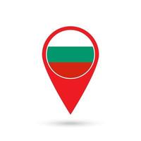 Map pointer with contry Bulgaria. Bulgaria flag. Vector illustration.