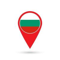 Map pointer with contry Bulgaria. Bulgaria flag. Vector illustration.