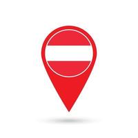 Map pointer with contry Austria. Austria flag. Vector illustration.