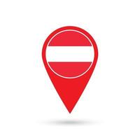 Map pointer with contry Austria. Austria flag. Vector illustration.