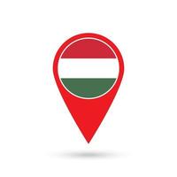 Map pointer with contry Hungary. Hungary flag. Vector illustration.