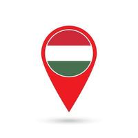 Map pointer with contry Hungary. Hungary flag. Vector illustration.