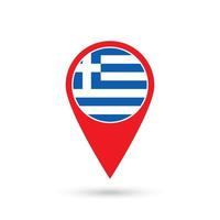 Map pointer with contry Greece. Greece flag. Vector illustration.