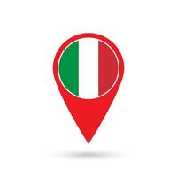 Map pointer with contry Italy. Italy flag. Vector illustration.