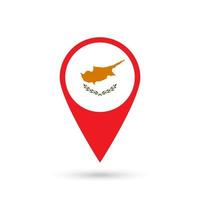 Map pointer with contry Cyprus. Cyprus flag. Vector illustration.