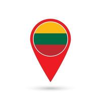 Map pointer with contry Lithuania. Lithuania flag. Vector illustration.