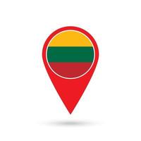 Map pointer with contry Lithuania. Lithuania flag. Vector illustration.