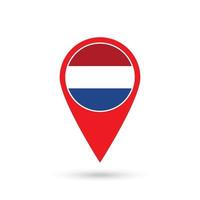 Map pointer with contry Netherlands. Netherlands flag. Vector illustration.