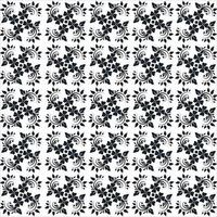 Black white floral elements geometric pattern background vector graphics design.