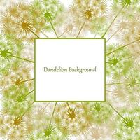 Decorative frame of green and brown dandelions and a place for text. Vector blank greeting card, invitation, holiday poster. Flower border for inscriptions, advertising. Idea of dandelion design