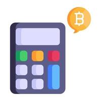 calculadora con bitcoin, icono plano de contabilidad vector