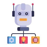 un icono plano bien diseñado de robot vector