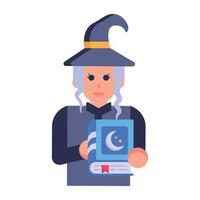 Download premium flat icon of a cunning witch vector