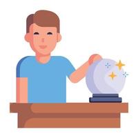 un icono plano de una bola mágica, diseño editable vector