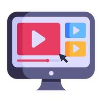 transmisión por Internet, icono plano de video en línea vector